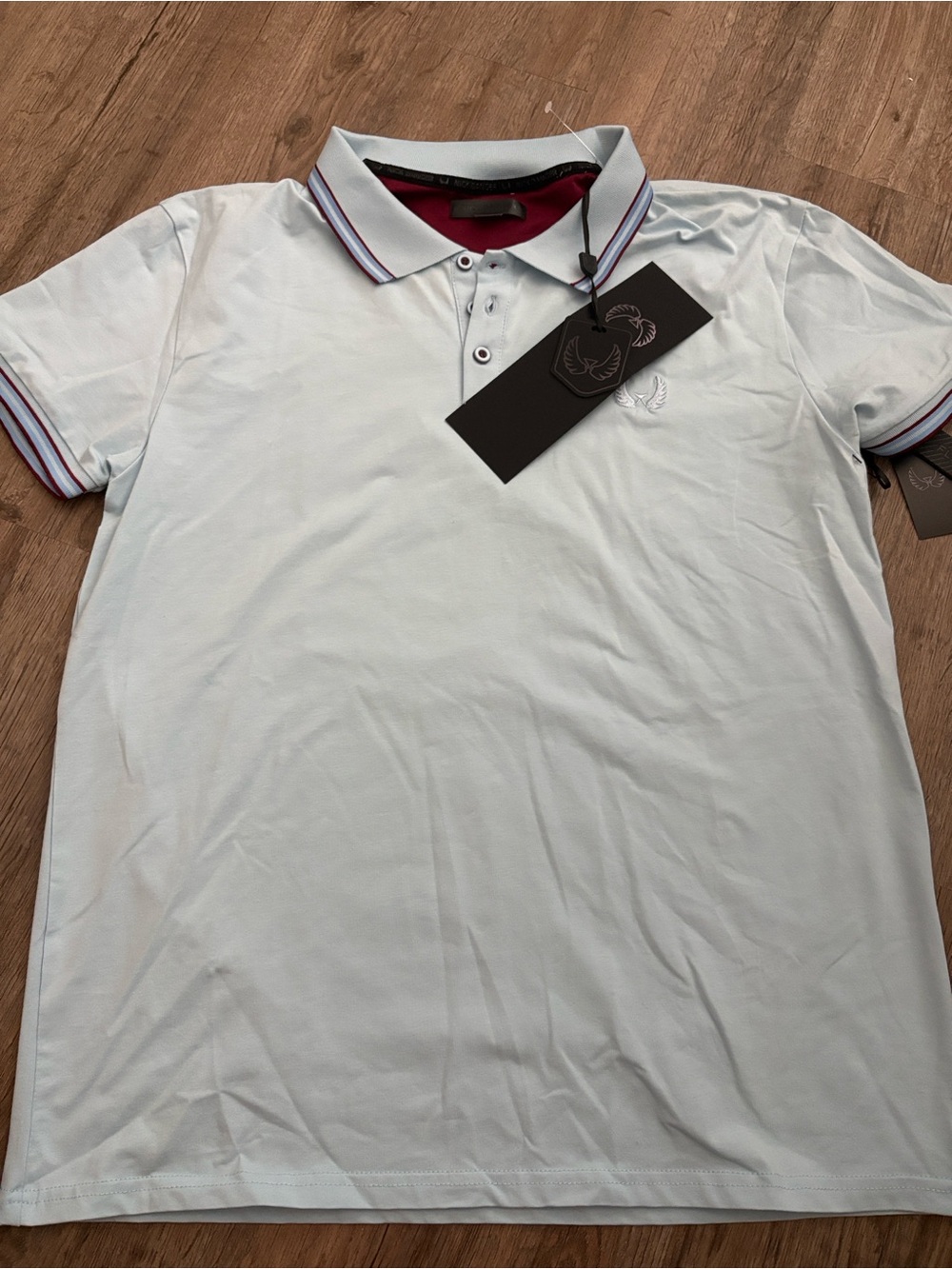 Nick Danger- Men's Light Blue Polo Shirt with Contrast Trim
